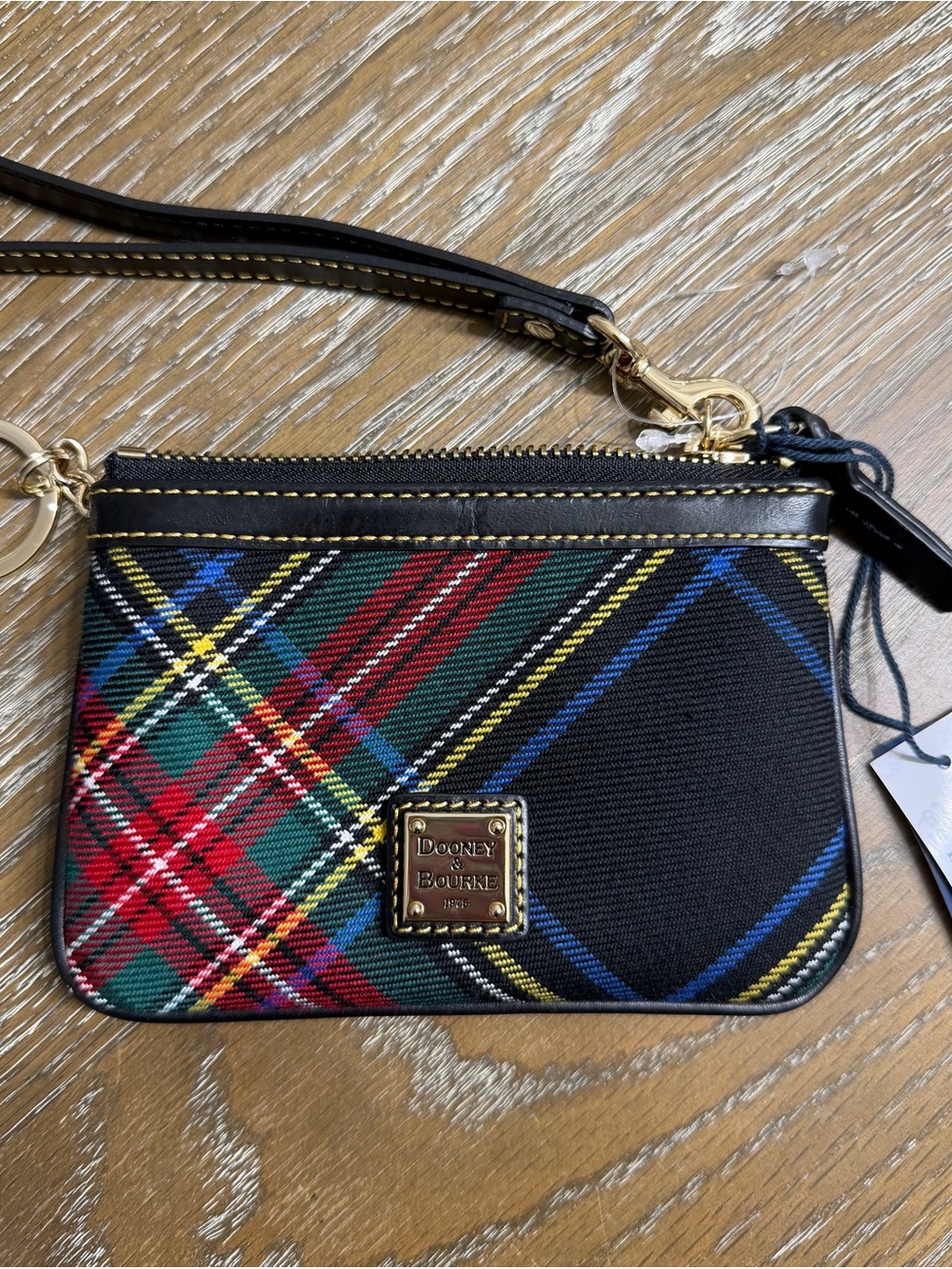 NWT Dooney & Bourke Tartan Plaid Medium Wristlet Wallet Coin Pouch Card Holder